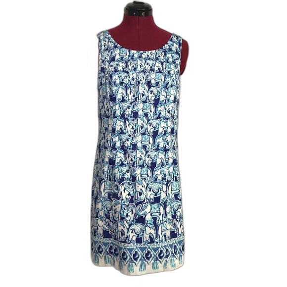 Lilly Pulitzer Cathy Shift Dress Women's Size 4 Bomber Blue Get Trunky - Picture 4 of 15